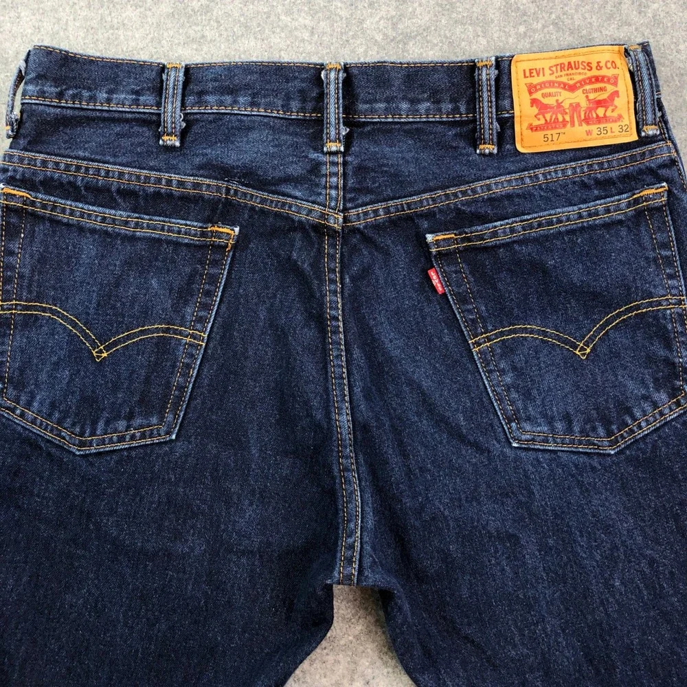 Levis 517 Mens Jeans 35x32 Bootcut Blue Dark Wash Regular Fit mid Rise